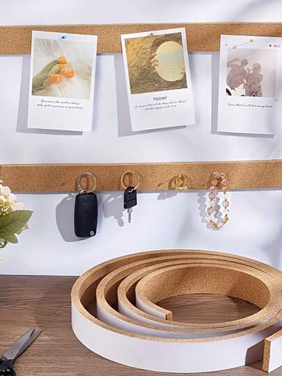 1pc 39.37 Inch Frameless Cork Board Strips [Cork Board Not Included] - For Cork Board - Frameless Bulletin Board - With Adhesive Back - Suitable For Office, School, Home, Notes, Photos - Width 0.98 Inch, Length 39.37 Inch