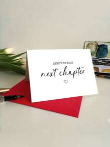 1pc "Here's To Your Next Chapter" Good Luck Card With Envelope - Versatile Greeting Card For New Job, Retirement, Divorce & Moving - Perfect Gift For Coworkers, Friends & Family, Blank Inner Page For Writing - A - View 9