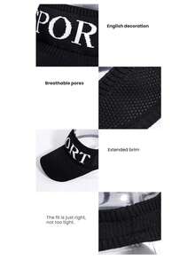Letter Open Top Sun Hat For Women, Wide Brim Sun Protection Hat, High Ponytail Compatible, Breathable, Non-Stuffy, Knitted, Men's Sports Outdoor Running Versatile Sun Hat - Multicolor - View 3