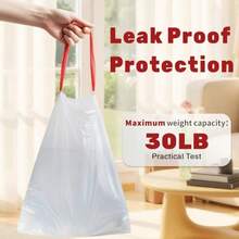 13 Gallon Trash Bags Drawstring 20 Count Garbage Bags 13 Gallon Tall Kitchen Heavy Duty Trash Bags For Bathroom Outdoor Waste Basket And Car Unscented White Bathroom Garbage Bag - white - 查看 5