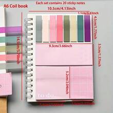 [Cuaderno lindo] Cuaderno A6 lindo con hebilla de lazo suave y notas adhesivas, cuaderno espiral de negocios y aprendizaje para uso en la oficina y el estudio - A6 - Ver 6