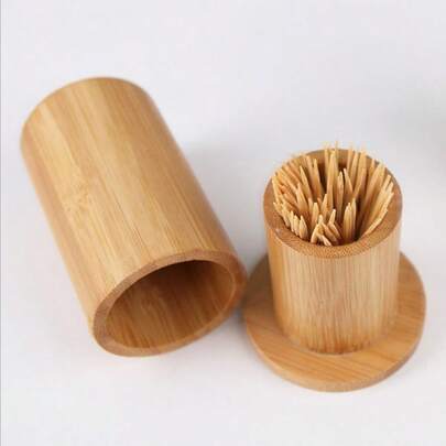 木质牙签盒，家用及商用牙签盒，创意牙签罐，适用于酒店及餐厅 | 天然竹制，便携防潮，大容量 | 礼品套装，餐具