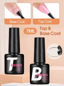 1/2/3 sets de vernis à ongles en gel COSCELIA, base et top coat. Base coat sans essuyage, top coat brillant et mat. Ensemble de vernis à ongles en gel à décaper, nécessite un durcissement UV/LED. Convient pour le salon de manucure et le DIY - 7 ml - Voir 10