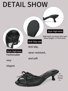 SDEMIN Women's Square Toe Kitten Heel Sandals, Summer Breathable Mesh Strappy Thong Sandals, Chic Glossy Black Open Toe Shoes For Spring Break, Easter & Wedding - 黑色 - 查看 9