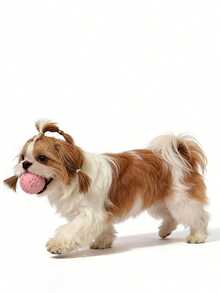 1pc Pet Paw Print Rubber Chew Toy Ball, Interactive Training Toy With Sound For Dogs - Multicolor - View 3