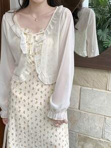 1件女士轻薄雪纺披肩罩衫，适合夏季，可搭配吊带裙 - 彩色 - 查看 6