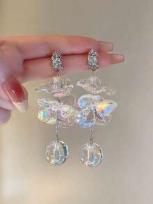 1 Pair Exaggerated Fashion Colorful Acrylic Crystal Flower Ball Earrings, Large Size Summer Casual Holiday Party Gift Beach Vacation Jewelry For Women - Acrylic Extra Large Flower - View 14