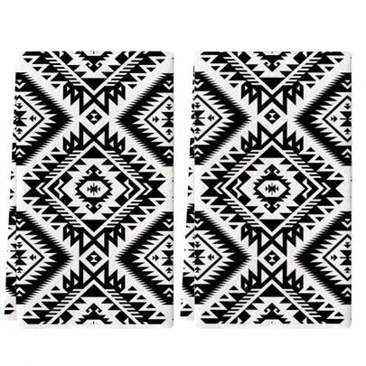 2条波西米亚现代风格厨房毛巾，黑色几何图案厨房毛巾，超强吸水厨房抹布，擦碗布，清洁布，柔软耐用材质，可机洗，多功能节日装饰，送给家人和朋友的生日礼物，适用于烹饪、烘焙、清洁、浴室、桌面装饰 - 完美的家居装饰之选。