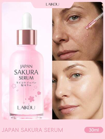 LAIKOU 1瓶莱寇日本樱花深层滋养面部精华液，30毫升，肌肤焕活精华，收缩毛孔，便携装，适合旅行，是送给女性、母亲、妻子、姐妹、青少年、女友的绝佳礼物，也是母亲节的理想之选。