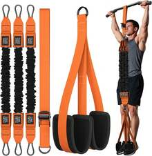 Pull Up Assistance Bands With Feet Straps - Adjustable Heavy Duty Resistance Bands Pull Up Bar Home Gym Fitness Strength Training - 橘色 - 查看 2