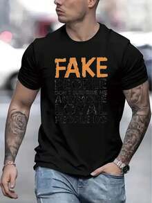 Camiseta de Hombre Cómoda Cuello Redondo Casual Algodón Mangas Cortas Suave Transpirable Top Ropa de Hombre Camiseta Verano Primavera Ropa de Calle Tela de Algodón Impresión de Letras a la Moda - Negro - Ver 1