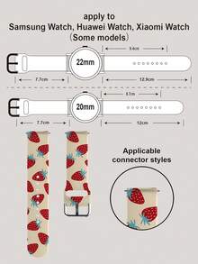 20/22mm Universal Smartwatch Band Compatible With Samsung, Honor - Silicone Strap With Fruit Pattern Compatible With Huawei GT2/GT3, Watch 3/Galaxy - Multicolor - View 5