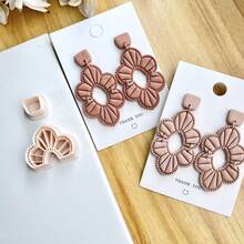 Bohemian Style Earring Cutting Set, Polymer Clay Jewelry Making Tools With Cutter, Suitable For DIY Earrings And Jewelry Making, Ceramic Earrings Making, Handmade Earring Making Tools - Apricot - View 5