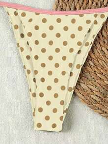 Bộ bikini hở lưng chấm bi nâu vàng phong cách retro mùa hè & xuân 2026 dành cho nữ, kiểu dáng gợi cảm, thích hợp cho kỳ nghỉ biển. - Nhiều màu - Xem 5