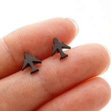 1对不锈钢耳钉 简约飞机时尚耳钉 女士饰品 派对 朋友 婚礼 最佳礼物 新品 - 030 - 查看 9