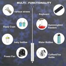 2/5支装，长12厘米，宽10毫米吸管清洁刷，加长吸管清洁器，适用于吸管杯、水瓶和管道，饮用吸管清洁刷 - 2件白色 - 查看 7