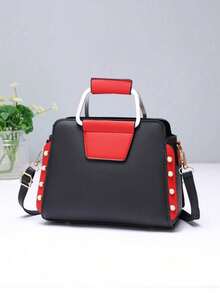 1pc Fashion Color Block Cute Handbag, Suitable As Gift For Holidays - Multicolor - View 4