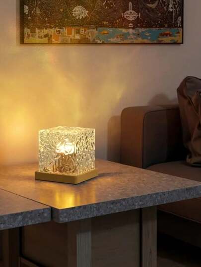 1pc Plug-In Decorative Water Wave Night Light, Atmosphere Lamp, Creative Flame Ambiance Light, Romantic Starry Sky Projector Lamp With Remote Control, Decorative Mood Light, Great Gift For Birthday, Valentine's Day, Friends, Suitable For Bedroom, Nursery, LED