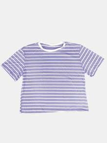 K&K FASHION Basic Striped T-Shirt - Lilac - View 3