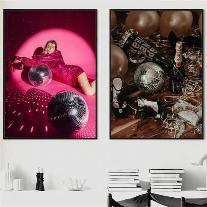 1 tấm tranh in trên giấy không khung chủ đề quả cầu disco, sàn nhảy, tiệc tùng, trang trí tường, thích hợp cho nhà ở, phòng khách, phòng ngủ, lối vào, quán bar, quán cà phê.