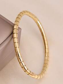3件套复古简约女士不锈钢竹节设计手链，适合日常佩戴和度假，也是母亲节或情人节的浪漫礼物。 - 金色 - 查看 4