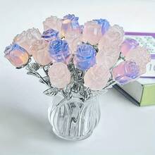 1pc Natural Quartz Carved Rose - Beautiful Quartz Crystal Flower Decor, Suitable For Jewelry Making, Decorations, Home & Office, Also Great For Halloween Gifts - Multicolor - View 1