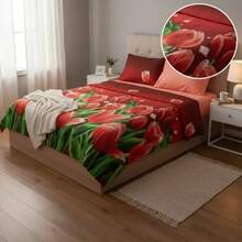 Sabana Bambu Con 2 Fundas Para Almohada Super frescas Individual - Tulipan - Ver 3