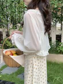 1件女士轻薄雪纺披肩罩衫，适合夏季，可搭配吊带裙 - 彩色 - 查看 5