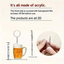 1 móc khóa acrylic 2D phẳng hình bia, quà tặng giá cả phải chăng, thiết kế dễ thương, phù hợp cho Lễ Tạ ơn, Giáng sinh, Halloween, phụ kiện trang trí túi xách, quà tặng giáo viên, phụ kiện lễ hội, quà tốt nghiệp, quà tri ân giáo viên, quà sinh nhật, quà tặng mẹ, quà Ngày của Mẹ - Nhiều màu - Xem 5
