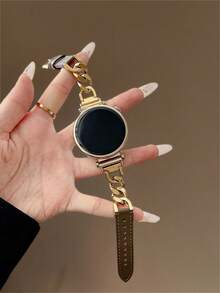 1Smm、20mm、22mm 新款人造皮革手錶錶帶，時尚通用替換錶帶，相容於 Galaxy Watch 6 40mm、Galaxy Watch 5 Pro、Galaxy Active 2、Watch G4、GT4、GT3、GT2 Pro，舒適設計，專為女性打造 - 金褐 - 查看 7