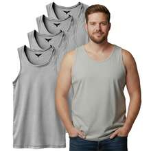 Kit 04 Plus Size Men's Tank Top Cotton Comfortable - Xám - Xem 1