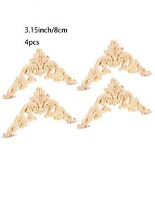 1/4件装木质贴花和镶嵌木片，用于家具装饰，DIY雕刻木质镶嵌，适用于床门、橱柜、衣柜等家具装饰 - J37+H01 - 查看 9