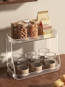 2-Tier Acrylic Vanity Organizer Rack, Waterproof Storage Shelf, Minimalist Transparent Storage Box Suitable For Bedroom, Kitchen, Bathroom, Dorm Room Decor & Essentials - Multicolor - View 4