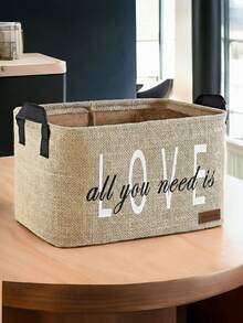 Jute Wardrobe Laundry Organizer, Kids Room Toy Organizer, Foldable Storage Basket 30x22x18 - Multicolor - View 2