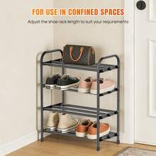 HSHa Expandable Shoe Rack, 2/3/4 Tiers Adjustable Shoe Organizer Shelf For Closet, Black Metal Free Standing Shoes Rack Storage For Hallway Small Space, Entryway - Black - 4 Layers - View 5