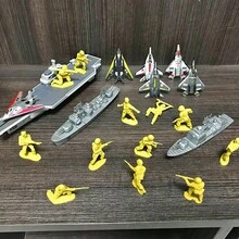 Aircraft Carrier Battle Plan, Cruiser, Frigate, Can Launch 6 Fighter Jets, Military Series Model Soldier Combination Set, Children's Christmas Gift - Black - View 3