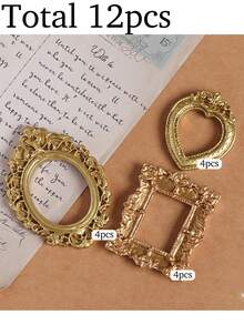 12pcs Vintage Victorian Style Mini Photo Frames Decor, Retro Mini Photo Frame Shooting Props, DIY Decor Shooting Scene Props, Dollhouse Accessories, DIY Mini House Furniture Model, Handcraft Hobby, Mini Decor, Creative Display, Jewelry Positioning Frame, Jewelry Display Props, Gift For Birthday, Graduation - Multicolor - View 11