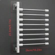 1pc Stainless Steel Towel Rack, Foldable Rotating Bathroom Storage Hanger - White - View 14