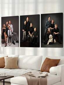 3pcs Customized Canvas Painting Set, Personalize Your Photos, Perfect For Home Decor And Gifts, Room Decoration, Christmas Gift, New Year Gift, Valentine's Day Gift, Suitable For Living Room, Bedroom, Wedding, Graduation, Family Portrait - Multicolor - View 2