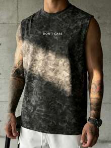 Simple Studio | Áo tank top nam tay ngắn phong cách vintage bụi bặm | Thích hợp mặc mùa hè | Thoải mái & Thoáng khí | Thời trang hàng đầu - màu đen - Xem 2