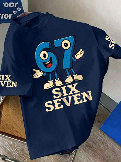 67# 印花圆领休闲T恤，适合青少年男孩，柔软舒适，适合春夏穿着