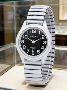 XAPWV 1 Peça Relógio de Quartzo Casual e da Moda, Relógio de Pulso de Luxo Exclusivo para Estudantes Femininas, Design Retrô com Pulseira Elástica - Branco - Visão 6