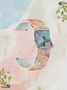20/22mm 通用彩色花卉图案智能手表表带，1条装，兼容三星、荣耀智能手表 - 硅胶花纹表带，适用于华为 GT2/GT3、Watch 3/Galaxy，男女通用，日常休闲佩戴 - 彩色 - 查看 6