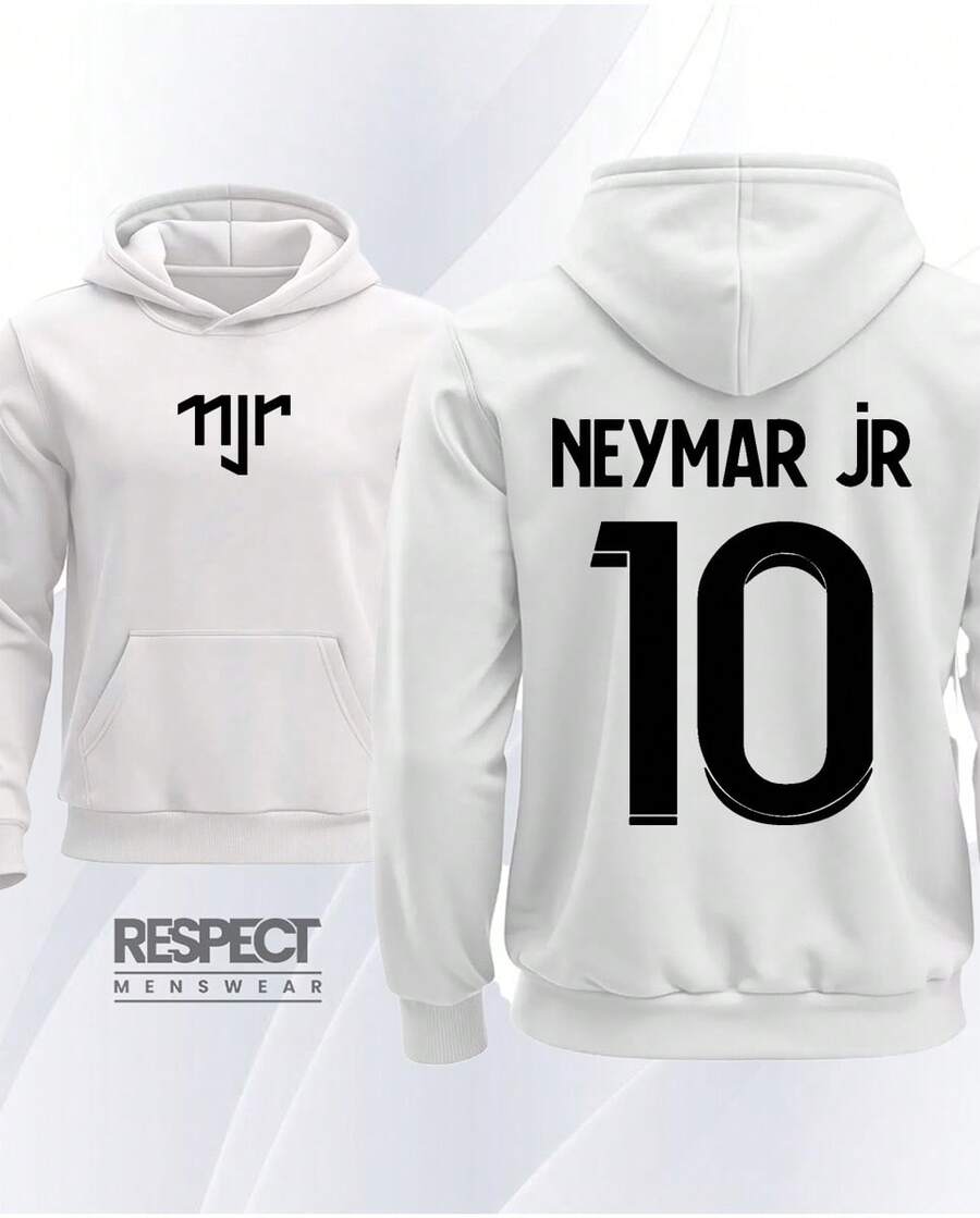 Men's NJR Football Sweatshirt. Expensive Player With Hood. - 白色 - 查看 1