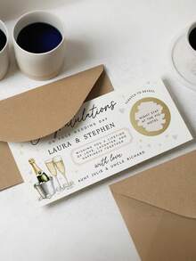 1pc Customized Text Wedding Scratch-Off Gift Card, Personalized Name Blessing Card, Newlywed Couple Wedding Anniversary Gift, Wedding Engagement Party Gift - Multicolor - View 10