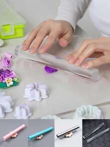 1 قطعة/2 قطعة أسطوانة طين من الأكريليك/البلاستيك، أدوات وإكسسوارات طين النمذجة DIY، أداة طين ملون خفيف جداً، أداة عمل يدوي، عصا دحرجة طين خاصة لفصل هواية الفخار، مناسبة للحرف اليدوية DIY وإمدادات الفن اليدوي - أنماط متعددة - مشاهدة 2