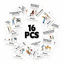 16Pcs Desk Chair Workout Cards For Office, Chair Exercises For Seniors, Desk Workout Cards With Illustrated Stretches, Office Fitness Cards For Desk Workouts, Chair Yoga Cards For Seniors, Home Workout, Desk Exercise, Fitness Gifts - View 5