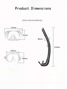 Adult Snorkeling Set, Includes 180° Tempered Glass Anti-Fog Mask, Wet Breathing Tube, Unisex - Multicolor - View 3