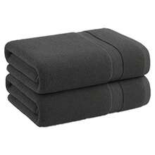 H&R Family Pack 2 Large Bath Towels 100% Cotton Ring Spun Soft Absorbent Towels - Dark Grey - View 7