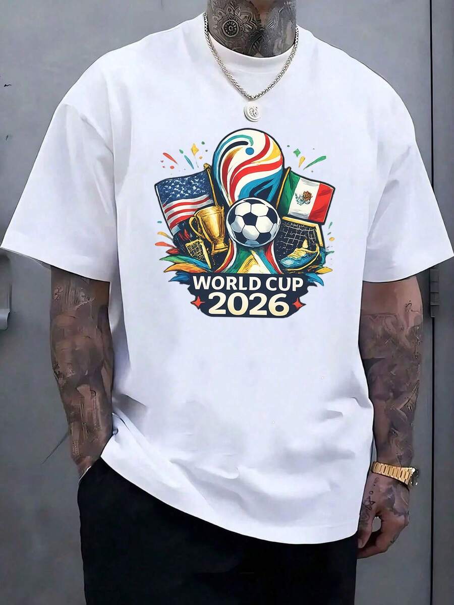 World Cup 2026 100% Cotton T-Shirt | USA CAN MEX Soccer Tee | 2026 Football Cup Fan Apparel | North America Host Nations Graphic Tee | Soccer Fan Gift, World Cup T-Shirt, USA World Cup Shirt 2026, World Cup USA Sweatshirt, Political Soccer Fan Tee,World Cup 2026 T-Shirt, Soccer FIFAS Sweatshirt, United States Canada Mexico, USA Canada Mexico Soccer Top, Summer Tournament Supporter Outfit, 2026 World Tournament - 白色5 - 查看 1